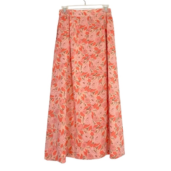 Vintage 80s Pendleton Skirt Womens Size 6 Small Midi Floral Orange Made In USA - Picture 2 of 11
